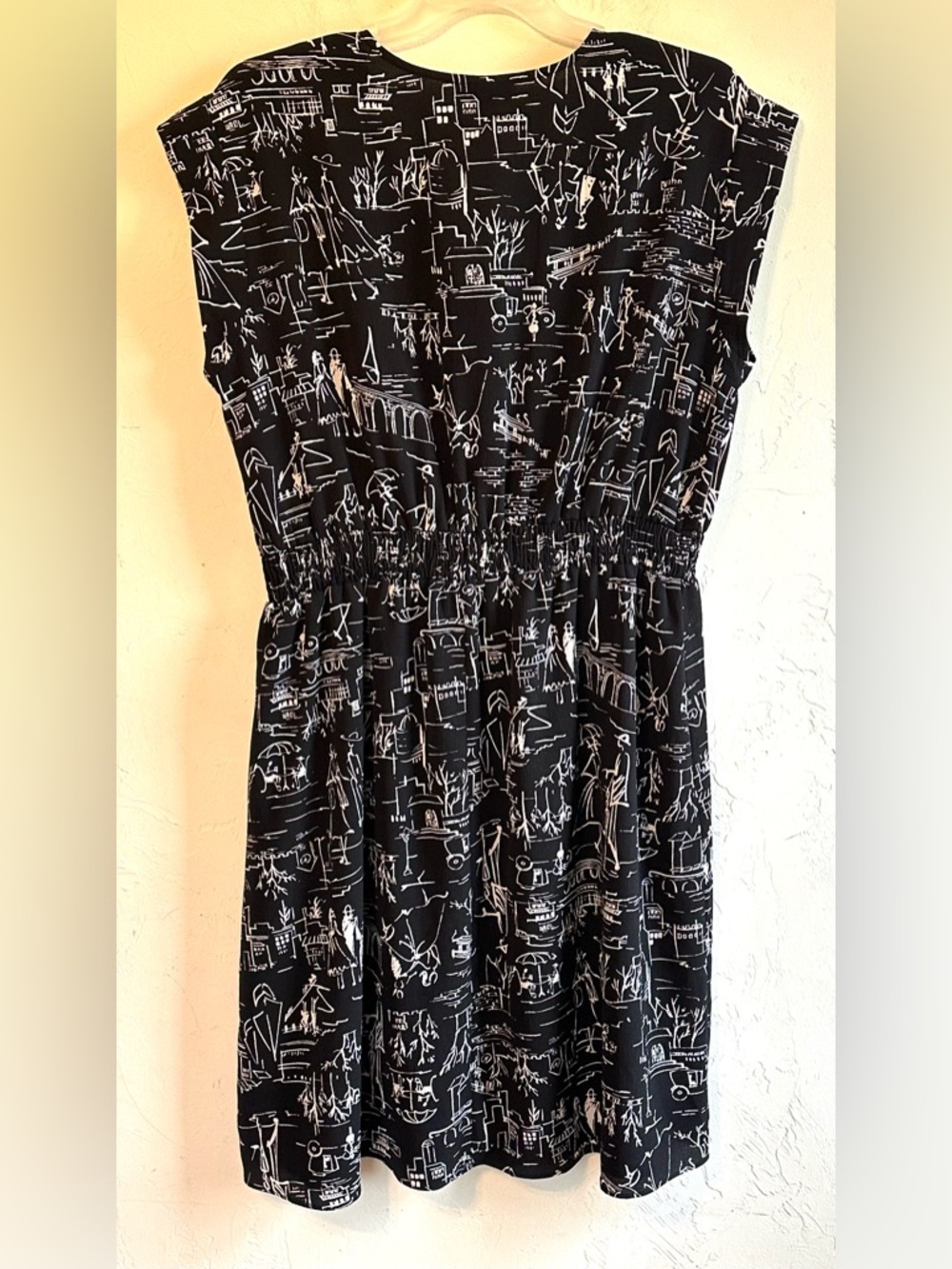 Kate & Lily Black/White Venice Paris Print Flowy Comfy Travel Midi Dress Sz 2X - Picture 6 of 11